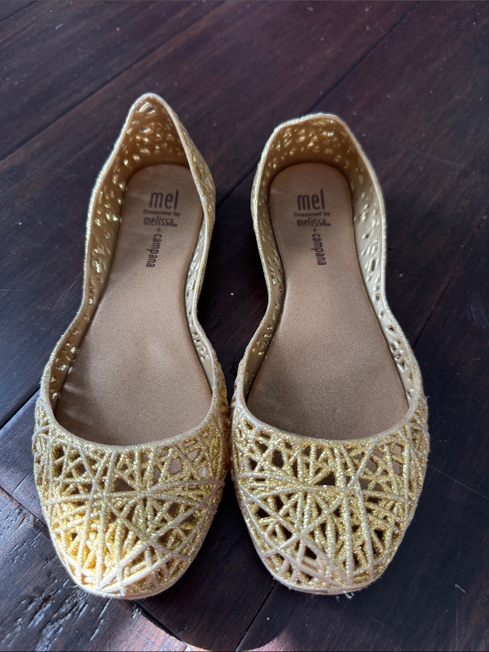 Mel by Melissa Gold Glitter Cutout Flats